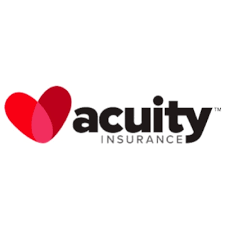 The Acuity Insurance logo pairs a two-toned heart with bold black, blocky letters.