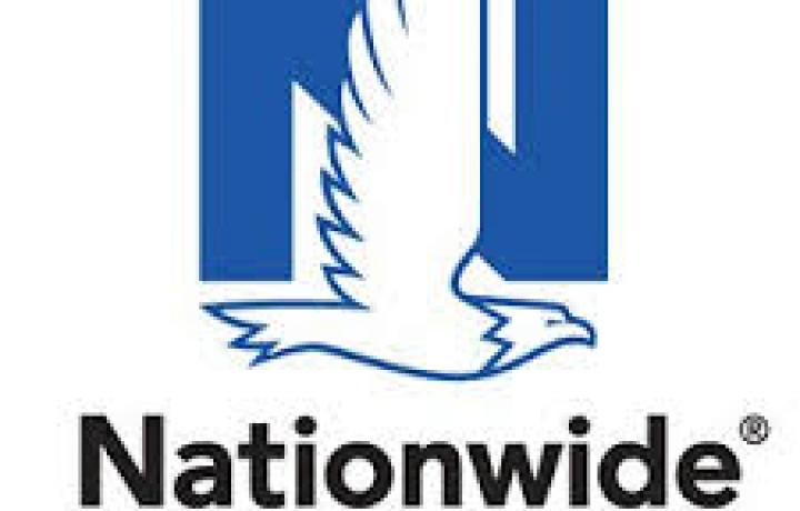 The Nationwide logo is pictured, with its trademark blue N and a bird flying in front.
