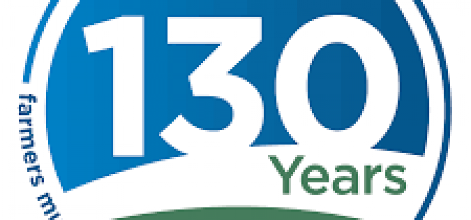 The Farmers Mutual logo is pictured in light blue and earthy-green tones, and says '130 Years' in honor of its 130th anniversary.