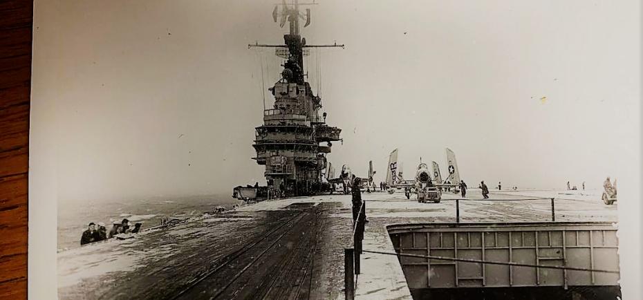 Earl Frieden's Service in the Navy included months on this ship. It's flight deck is pictured in this photo.