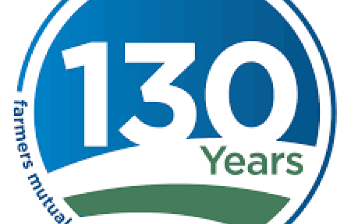 The Farmers Mutual logo is pictured in light blue and earthy-green tones, and says '130 Years' in honor of its 130th anniversary.