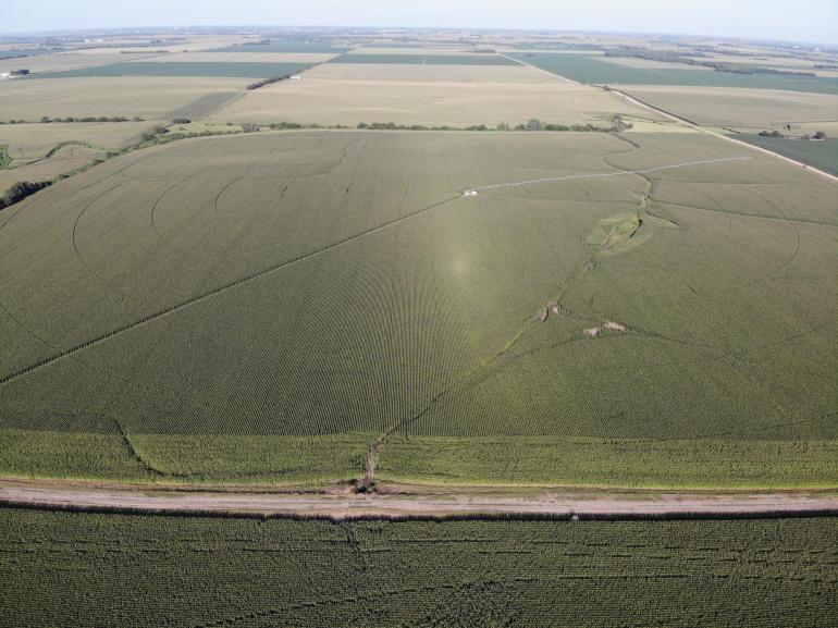 aerial shot of farm land