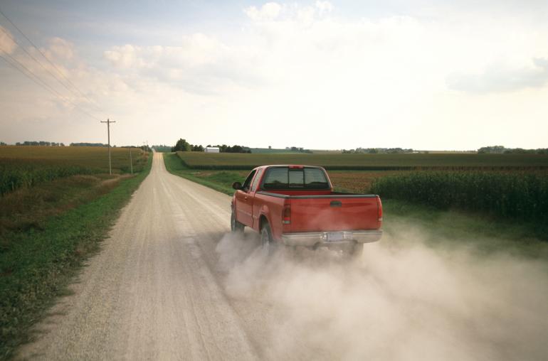 truck on rural road