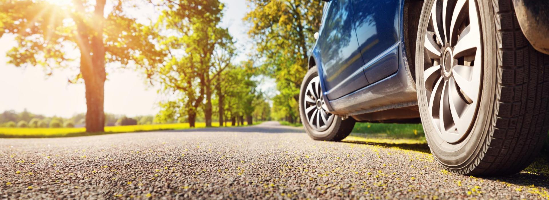 Car on road in Spring