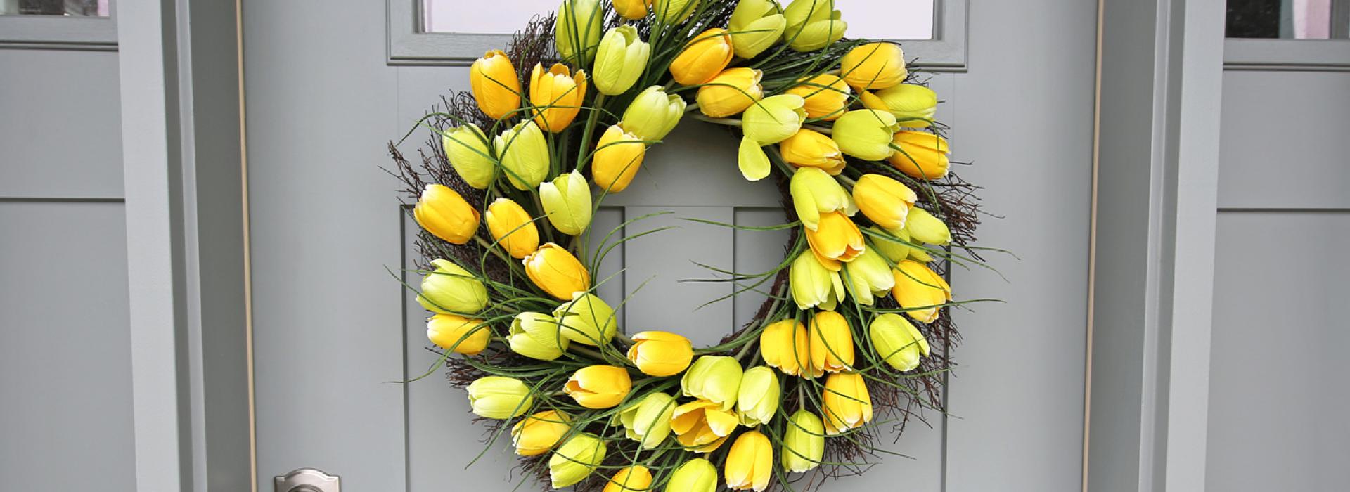 Door with Spring Flowers