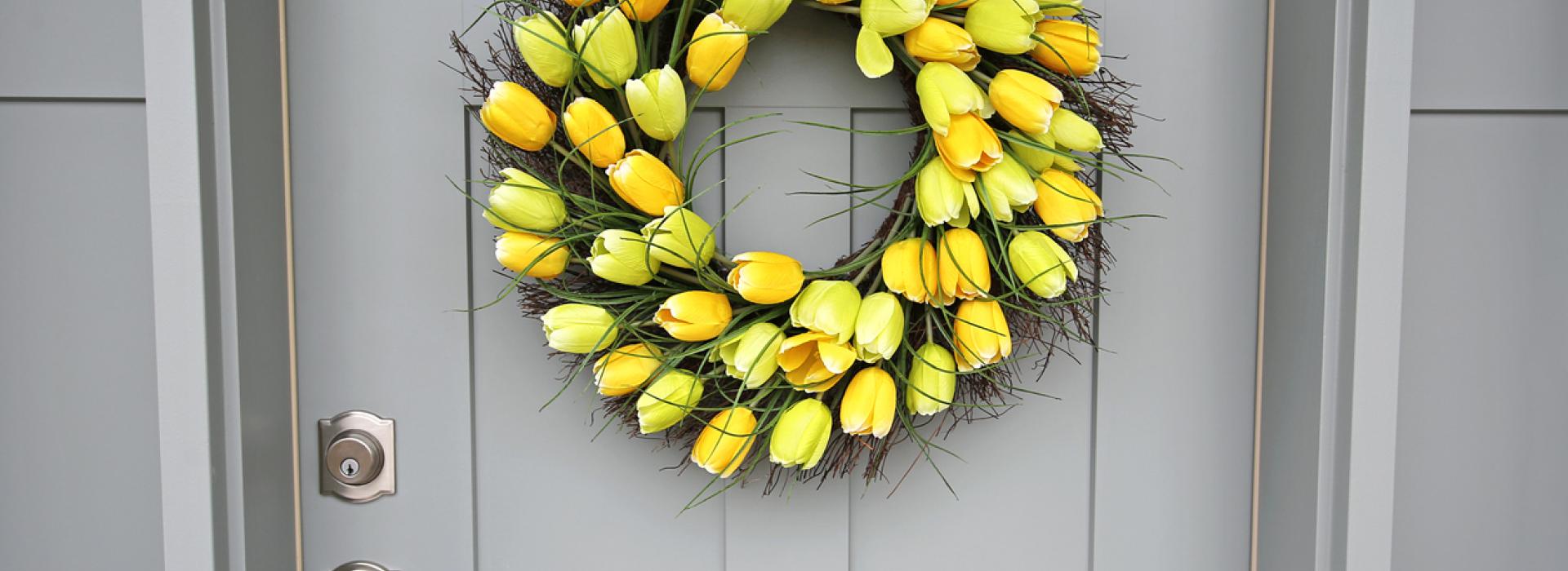 Door with Spring Flowers